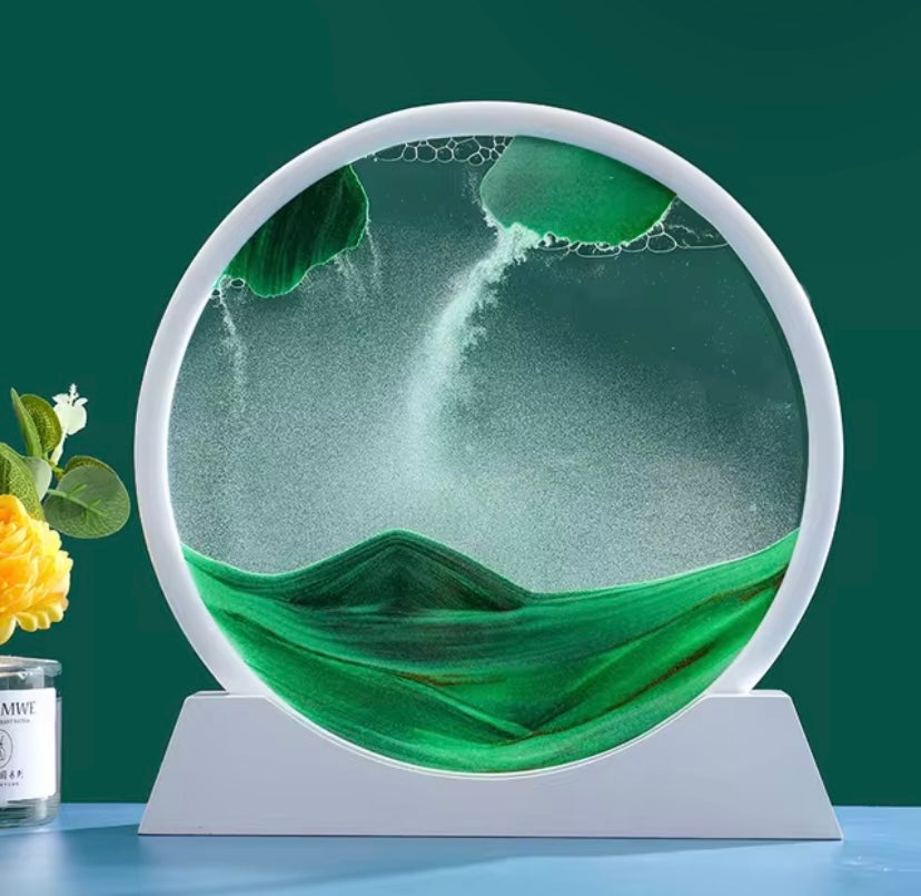 3D Moving Sand Art Picture Round Glass Deep Sea