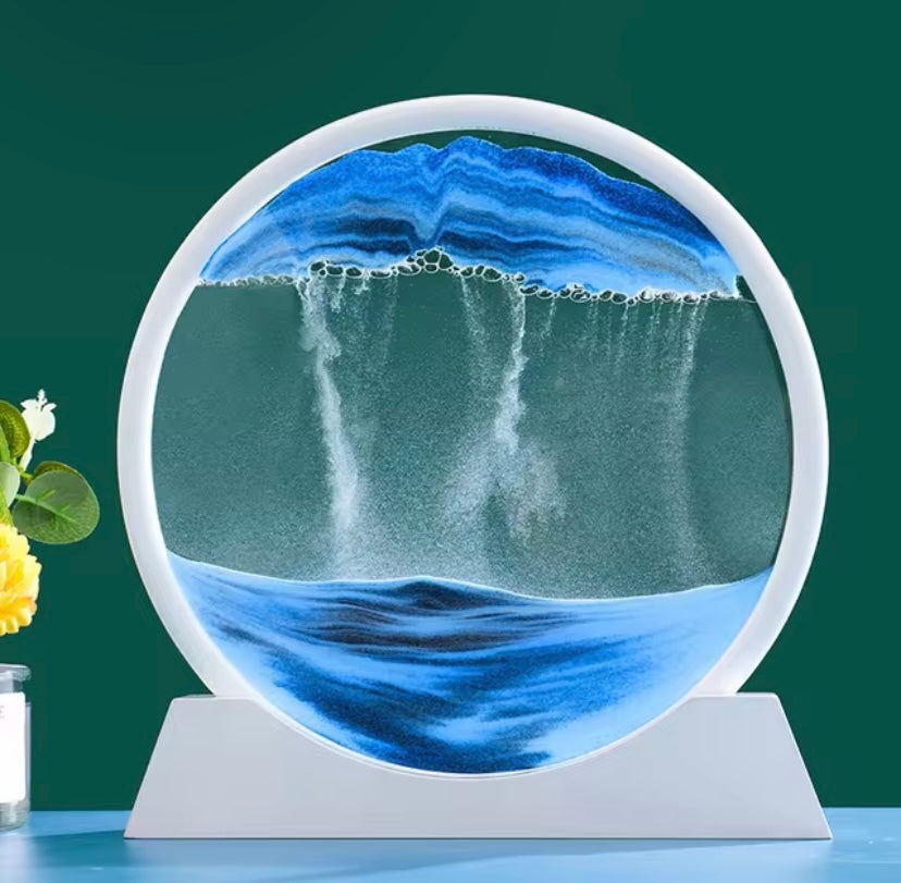 3D Moving Sand Art Picture Round Glass Deep Sea