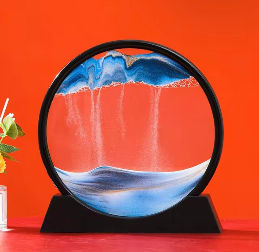 3D Moving Sand Art Picture Round Glass Deep Sea